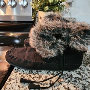 Madden Girl Black Fur Moccasins